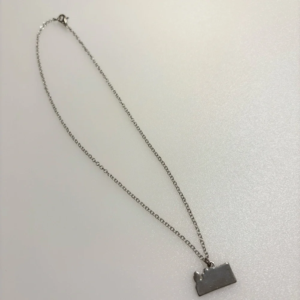Big Sister Flower Accent 15” Silver Tone Necklace
